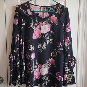Le Chateau Dark Floral Long Sleeve Blouse XL